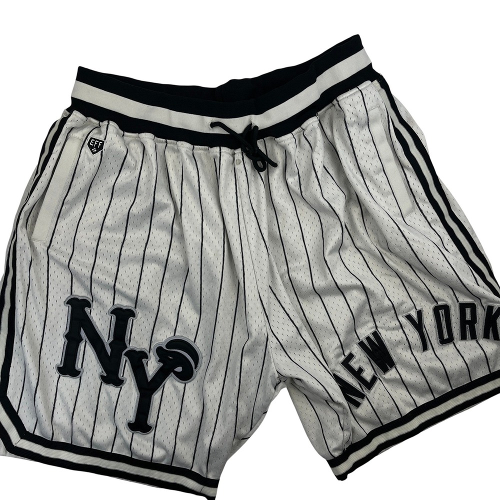 Ebbets Field Flannels New York Black Yankees Striped Mesh Shorts Mens XXL Cream
